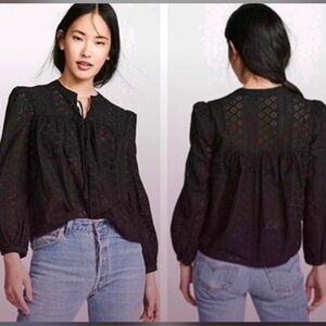 Madewell Black Eyelet Blouse S